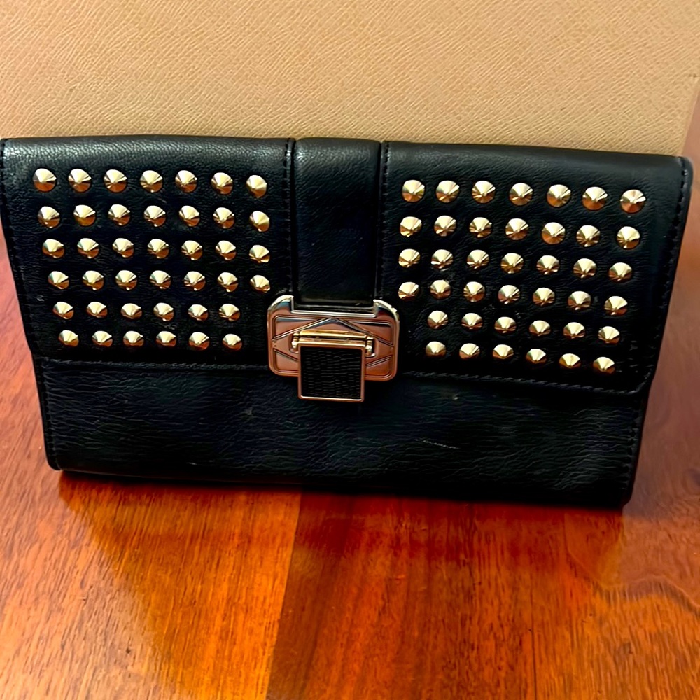 Rebecca Minkoff Black Clutch with Gold Studs